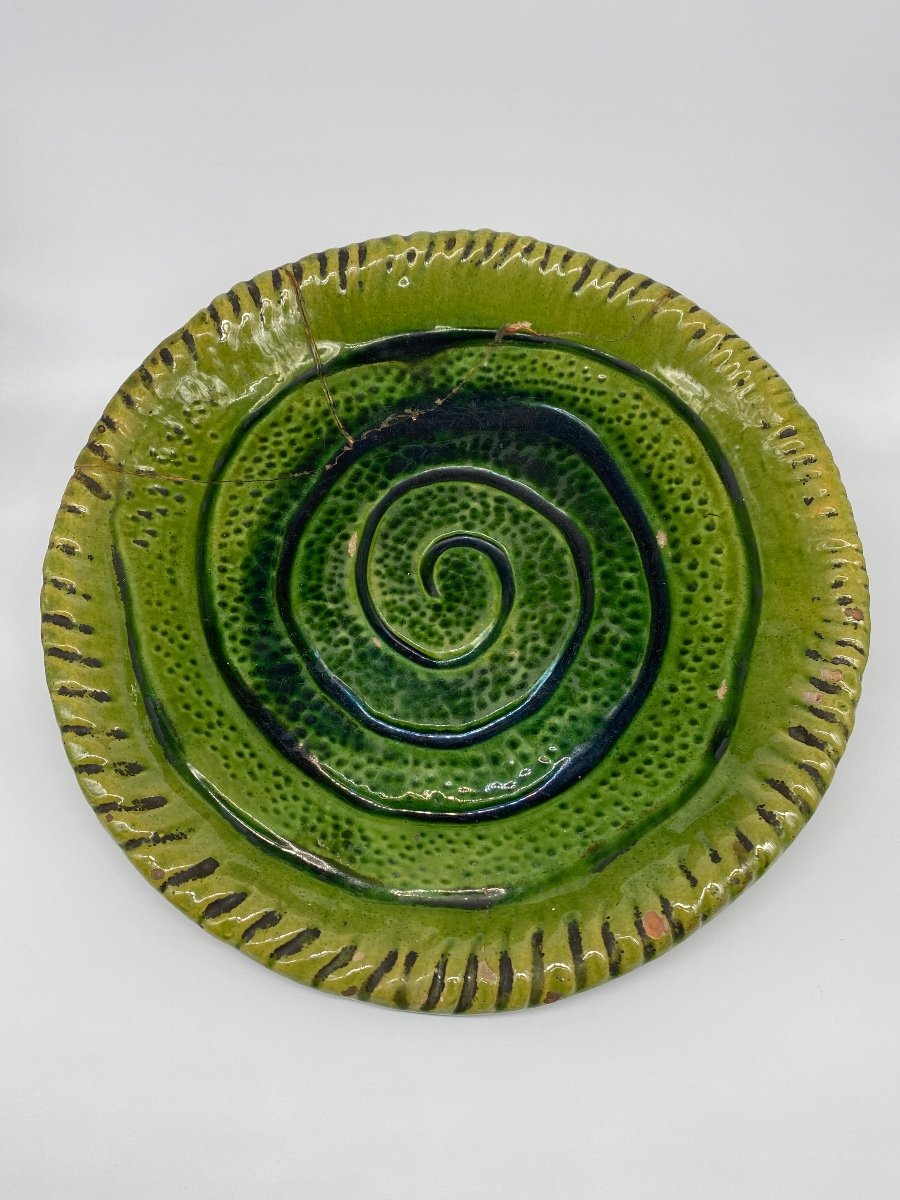 Important Tamegroute Pottery Dish Spiral Decor-photo-2