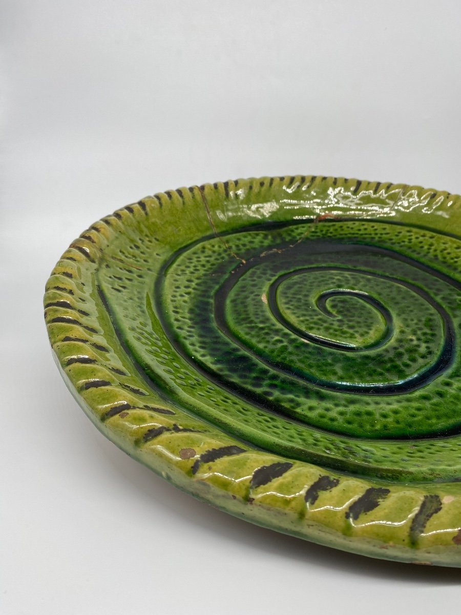 Important Tamegroute Pottery Dish Spiral Decor-photo-4