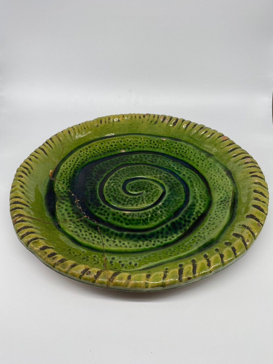 Important Tamegroute Pottery Dish Spiral Decor-photo-4