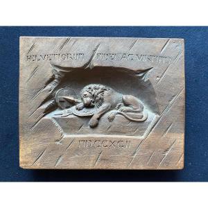 Lion De Lucerne - Bas Relief Sur Bois