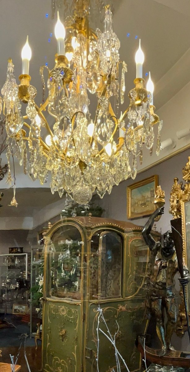 Baccarat Chandelier, Gilt Bronze Frame-photo-2