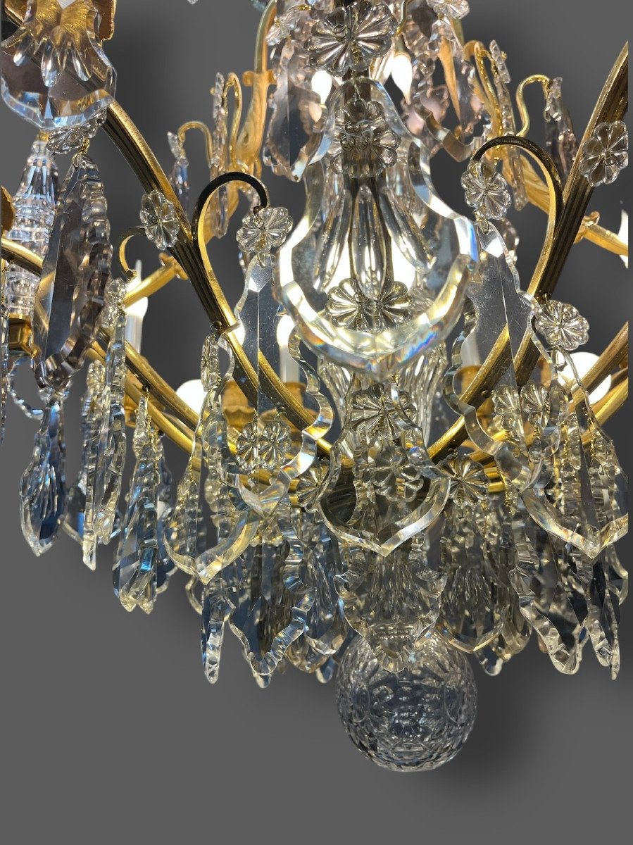 Baccarat Chandelier, Gilt Bronze Frame-photo-4