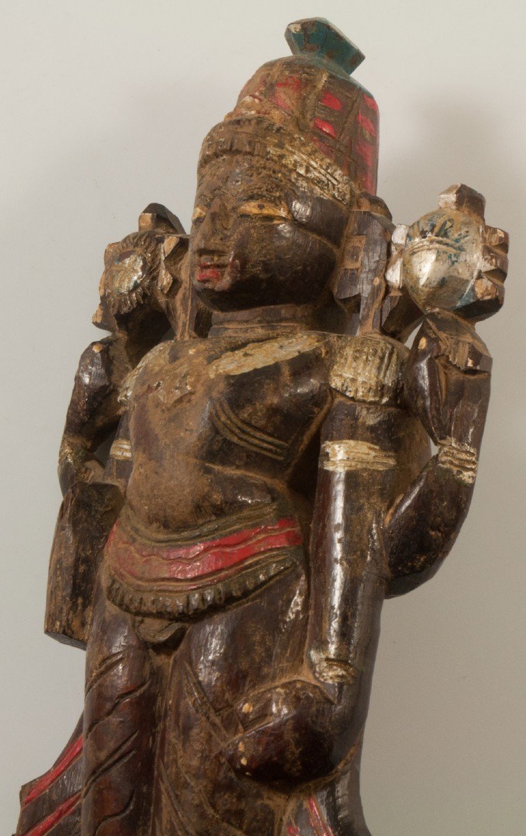 Asian Carved Wood Statue-photo-4