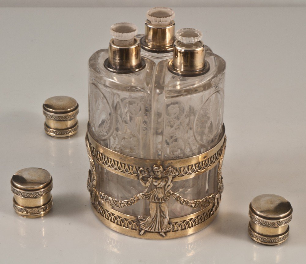 Empire Style Sterling Silver Crystal Perfume Cellar-photo-1