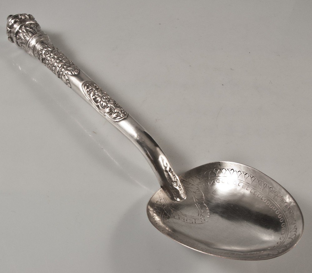 Asian Silver Rice Ladle / Spoon China Indochina Vietnam Cambodia-photo-4