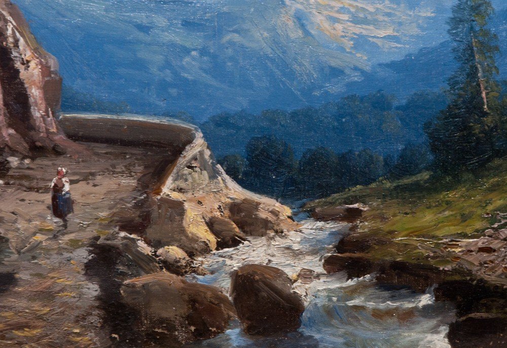 Alfred Godchaux (1835-1895): View Of The Pic Du Gard Pyrenees  / Ag 13-photo-3
