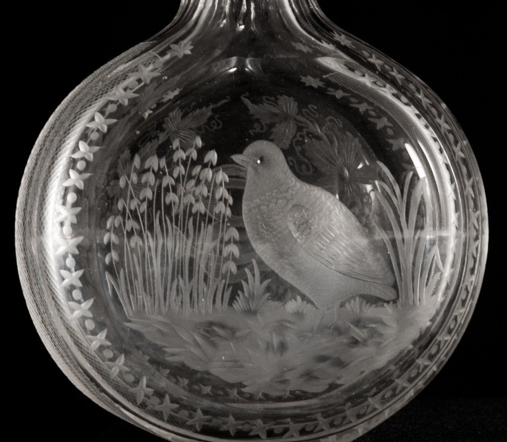 Partridge Cut Crystal Hunting Flask-photo-2