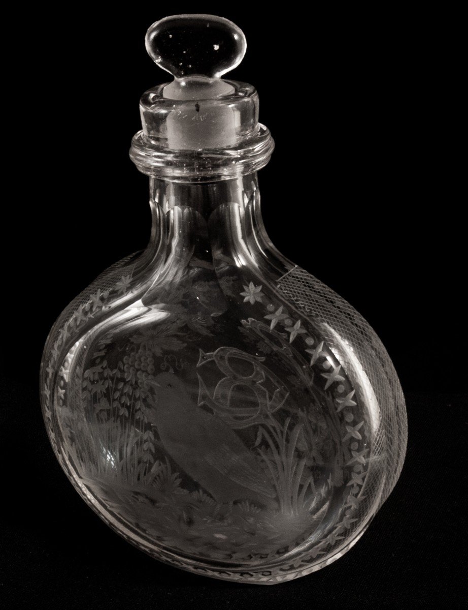 Partridge Cut Crystal Hunting Flask-photo-2