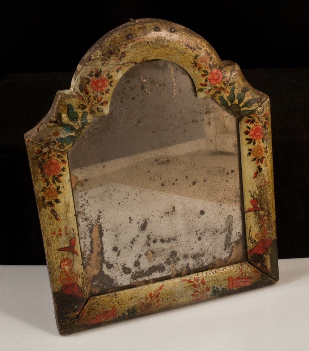 Miroir d'époque XVIIIème Décor Au Chinois