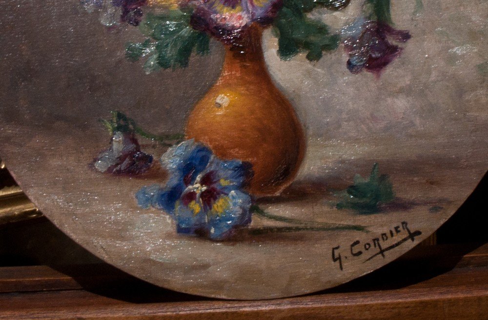 Gaston Corbier (1869-1945) : Bouquet De Fleurs Dans Un Vase   Ag23-photo-3