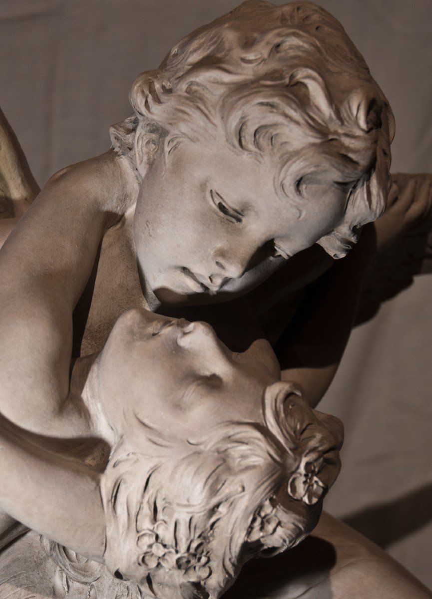 Richard Aurili (1864-1943) : Le Baiser , Sculpture En Terre Cuite  Ag33-photo-3