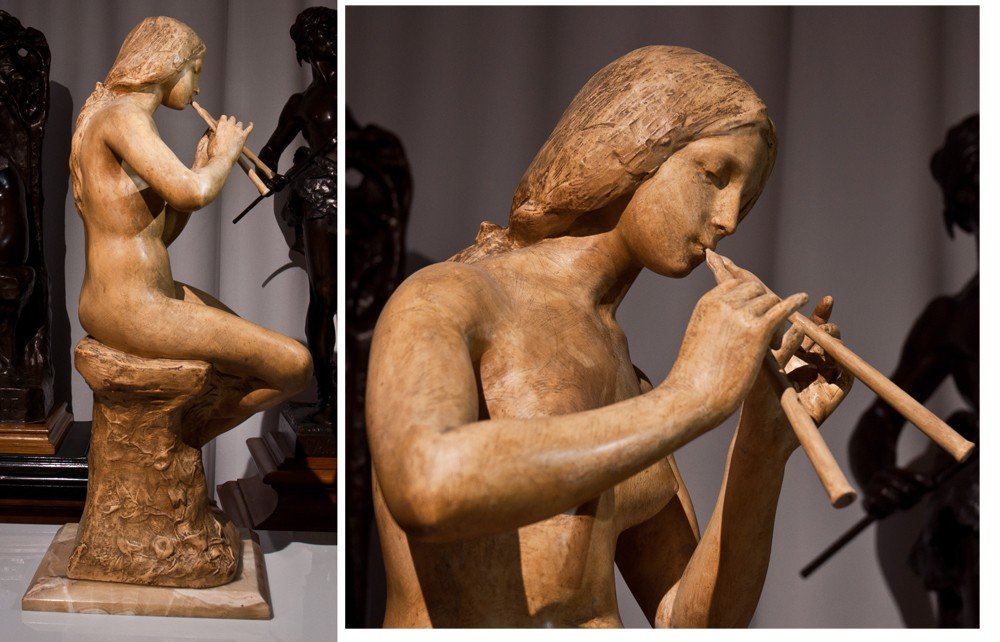 Auguste Carli (1868-1930): " Chloé Jouant Du Aulos " Sculpture Plâtre Ag34-photo-2