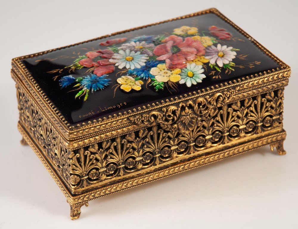 Camille Fauré Box In Enamels / Limoges Enamel-photo-3