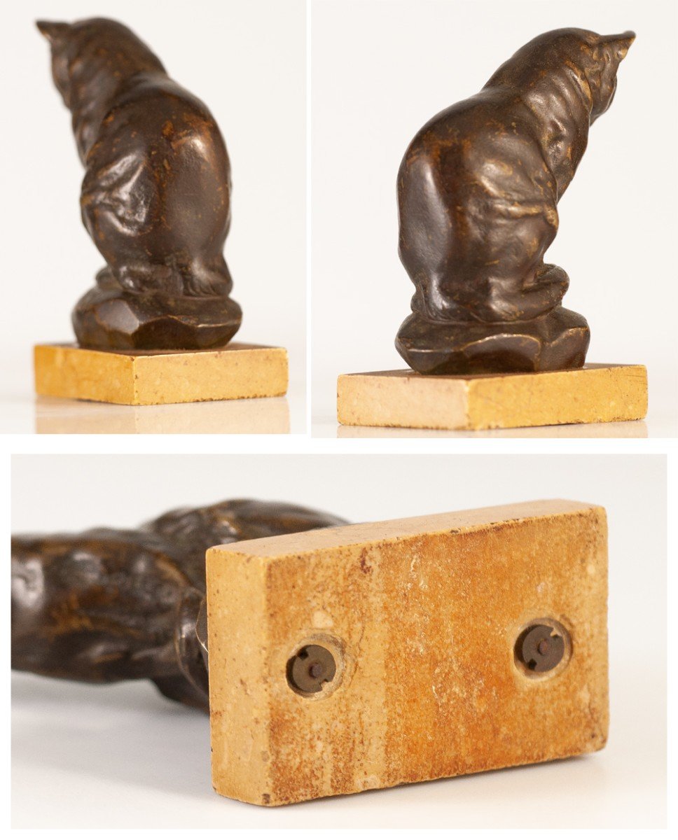 Antoine-louis Barye Bronze Sitting Cat-photo-1