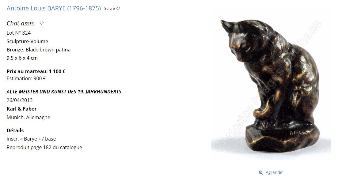 Antoine-louis Barye Bronze Sitting Cat-photo-5