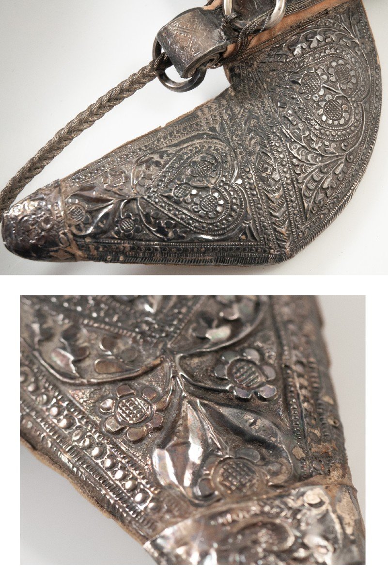 Oriental Ceremonial Dagger Jambiya Silver Gold Plated Khanjar-photo-3
