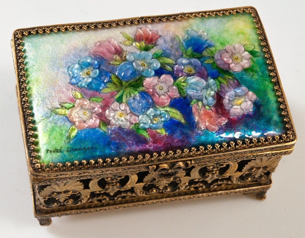 Camille Fauré Box In Enamels / Limoges Enamel-photo-3