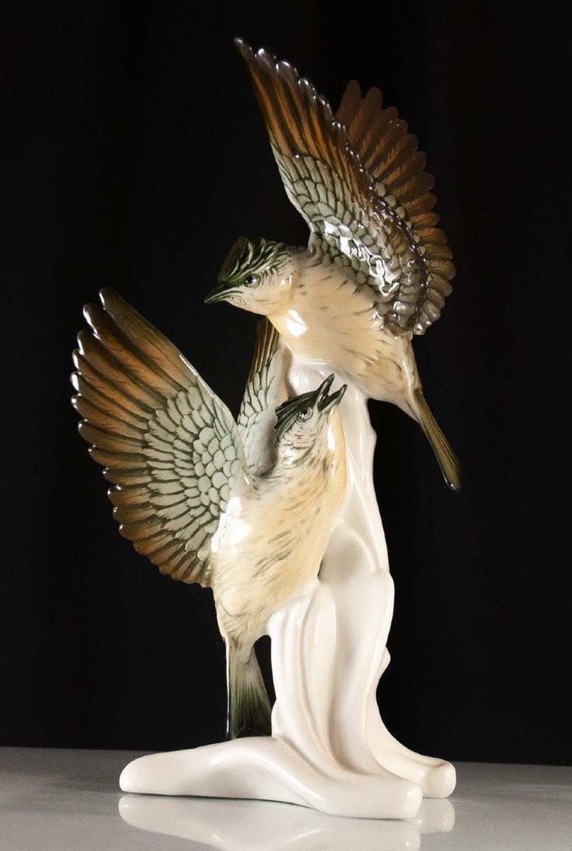 Karl Ens : Couple d'Oiseaux En Porcelaine -photo-1