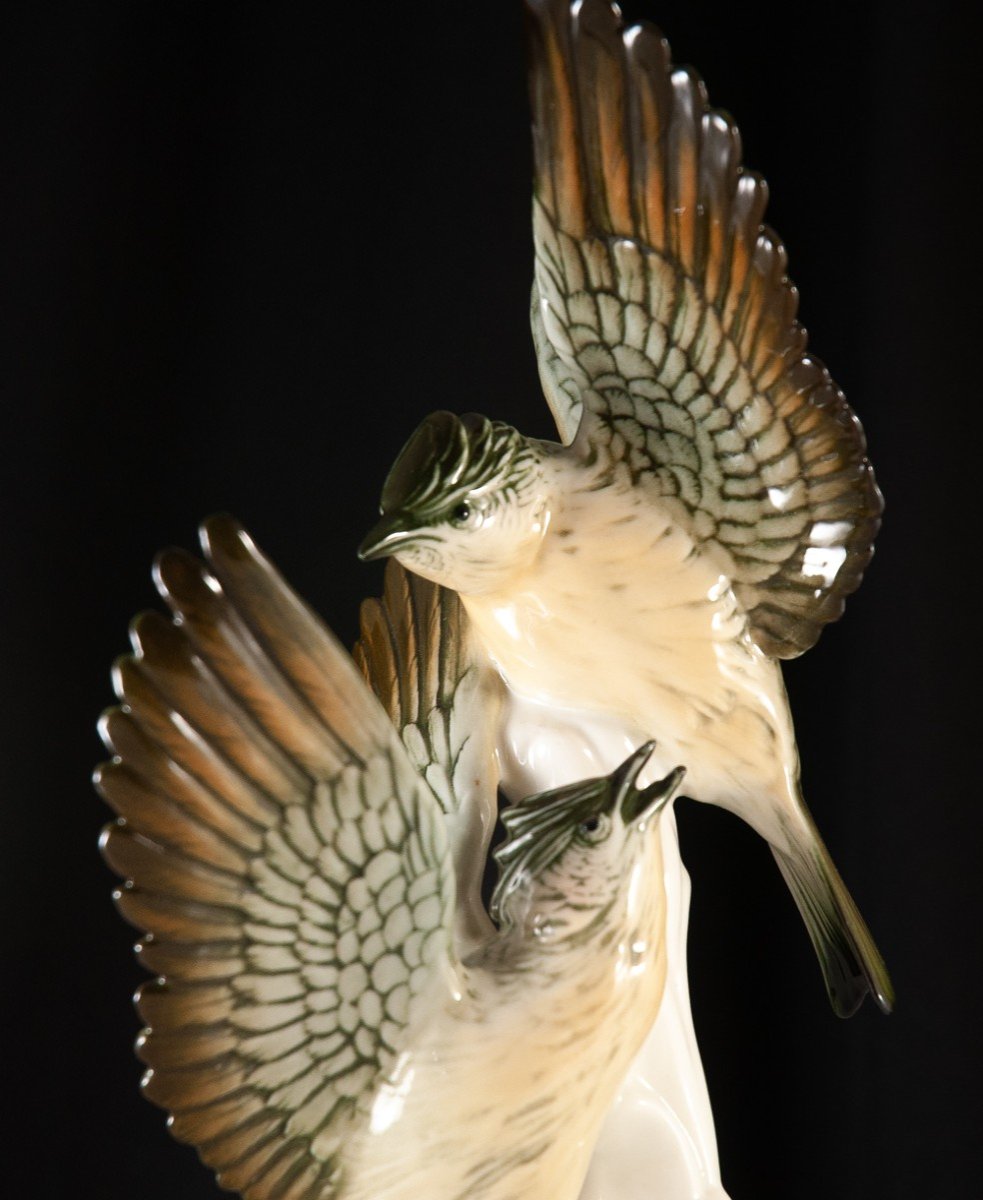 Karl Ens : Couple d'Oiseaux En Porcelaine -photo-3