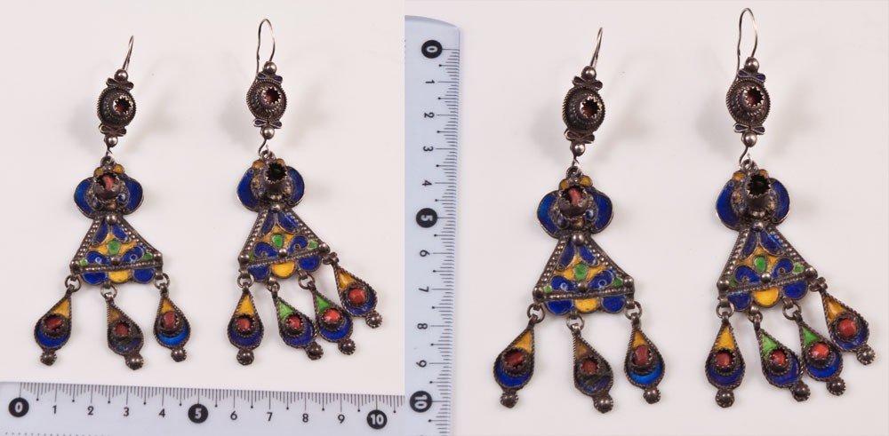 Boucles d'Oreille Argent émaillé Berbère-photo-1