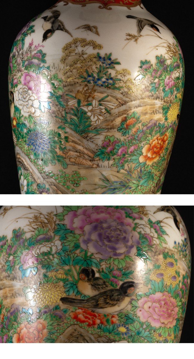Imari Vase Japon En Porcelaine Signé / H36CM-photo-1