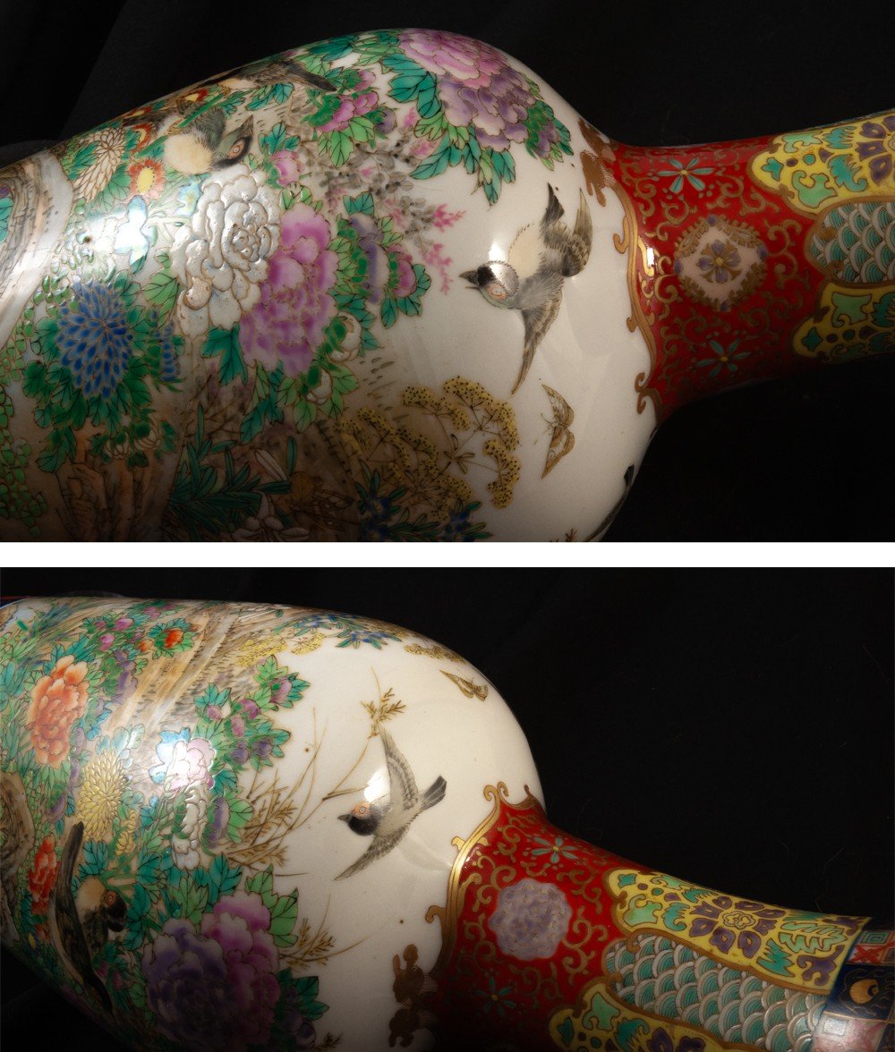 Imari Vase Japon En Porcelaine Signé / H36CM-photo-3
