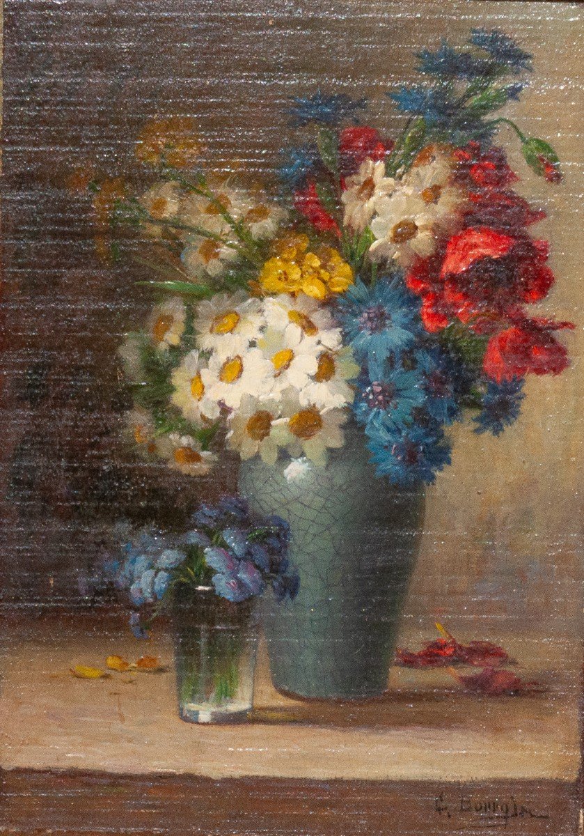Georges Bourgin (1865-1937): Bouquet Of Flowers In A Vase On An Entablature Ag39-photo-3