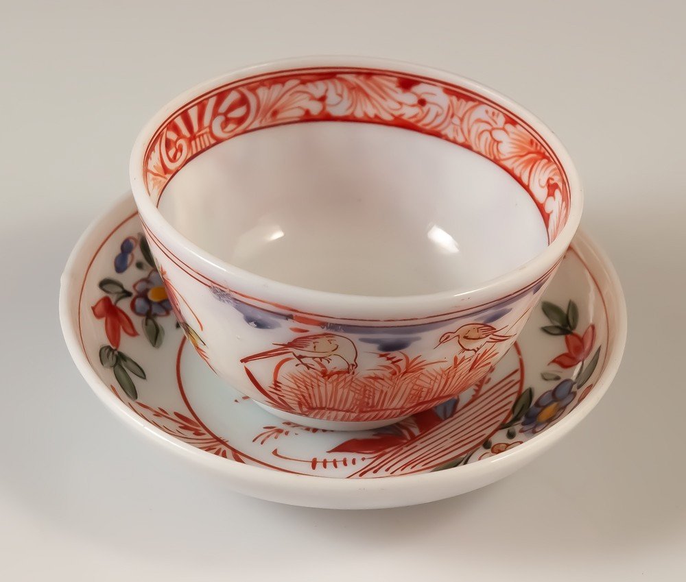 Sorbet And Saucer In Enamelled Opaline Germany 18th Century China / Japan Decor 2 Black Forest-photo-2