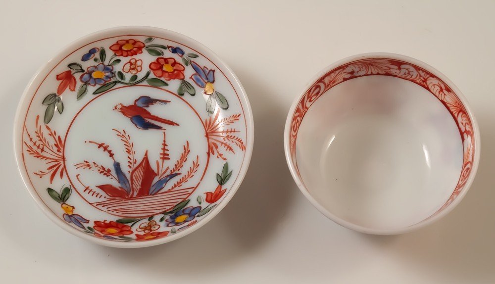 Sorbet And Saucer In Enamelled Opaline Germany 18th Century China / Japan Decor 2 Black Forest-photo-3