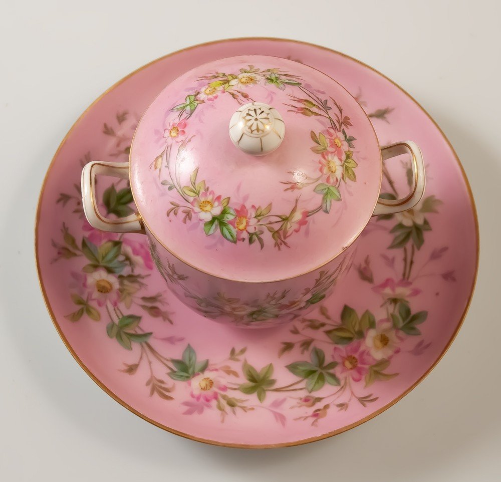 Sèvres 1865 : Tasse Couverte / Pot à Crème Couvert En Porcelaine-photo-4