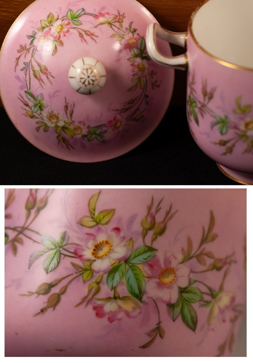 Sèvres 1865 : Tasse Couverte / Pot à Crème Couvert En Porcelaine-photo-1