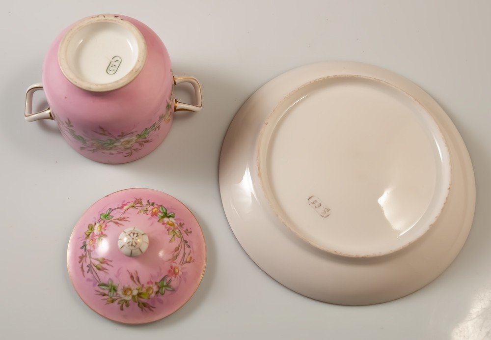 Sèvres 1865 : Tasse Couverte / Pot à Crème Couvert En Porcelaine-photo-3