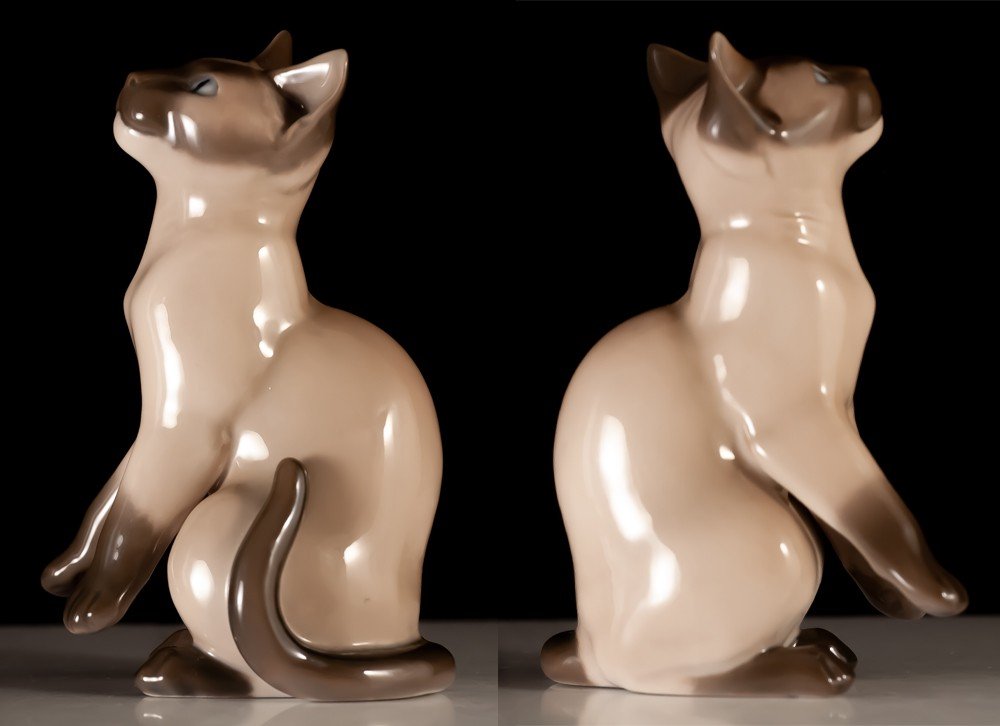 Copenhagen Porcelain Siamese Cat B&g Copenhagen Denmark-photo-2