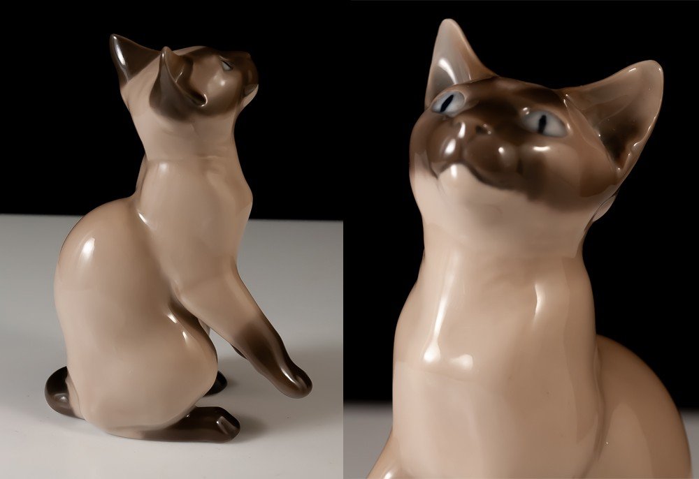 Copenhagen Porcelain Siamese Cat B&g Copenhagen Denmark-photo-3