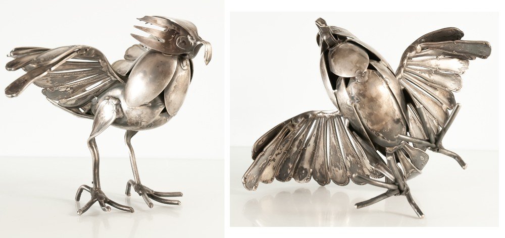 Gérard Bouvier Sculpture Of Birds In Spoons-photo-4