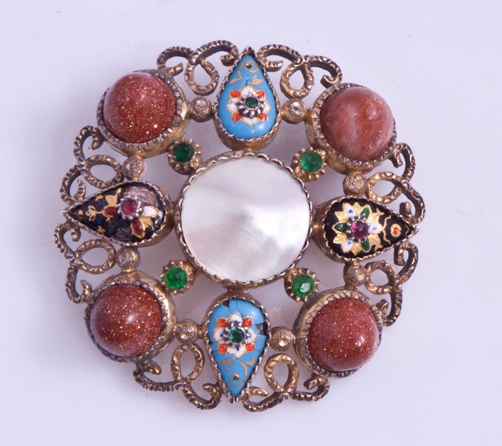 Brooch In Bressans Enamels -----as Is-----