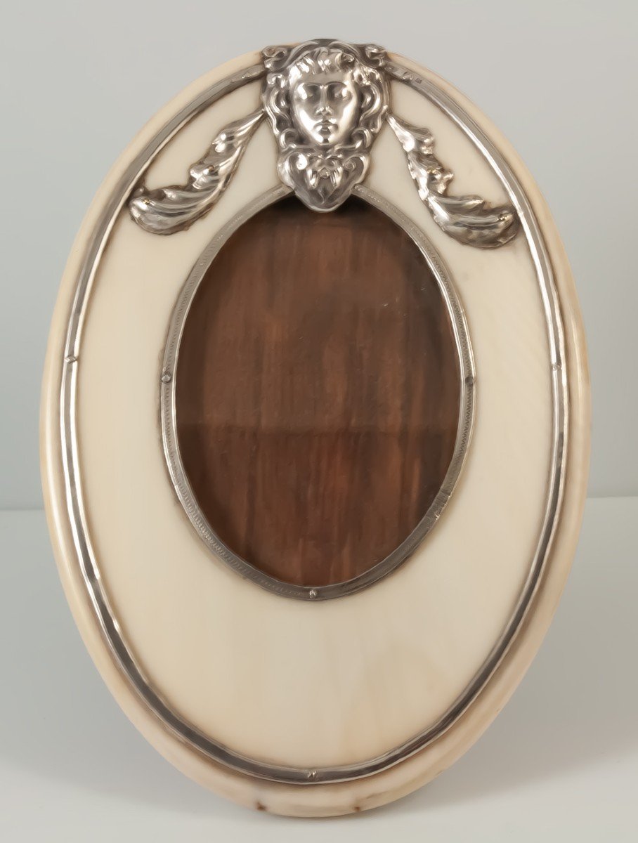 Art Nouveau Silver Photo Frame Woman's Head-photo-2