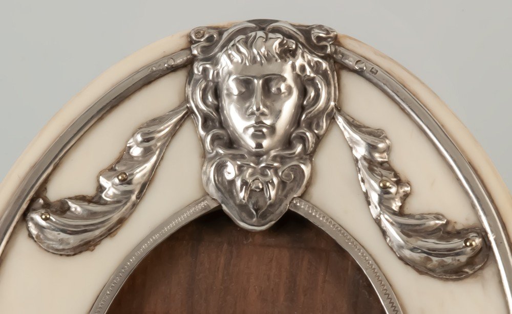 Art Nouveau Silver Photo Frame Woman's Head-photo-3