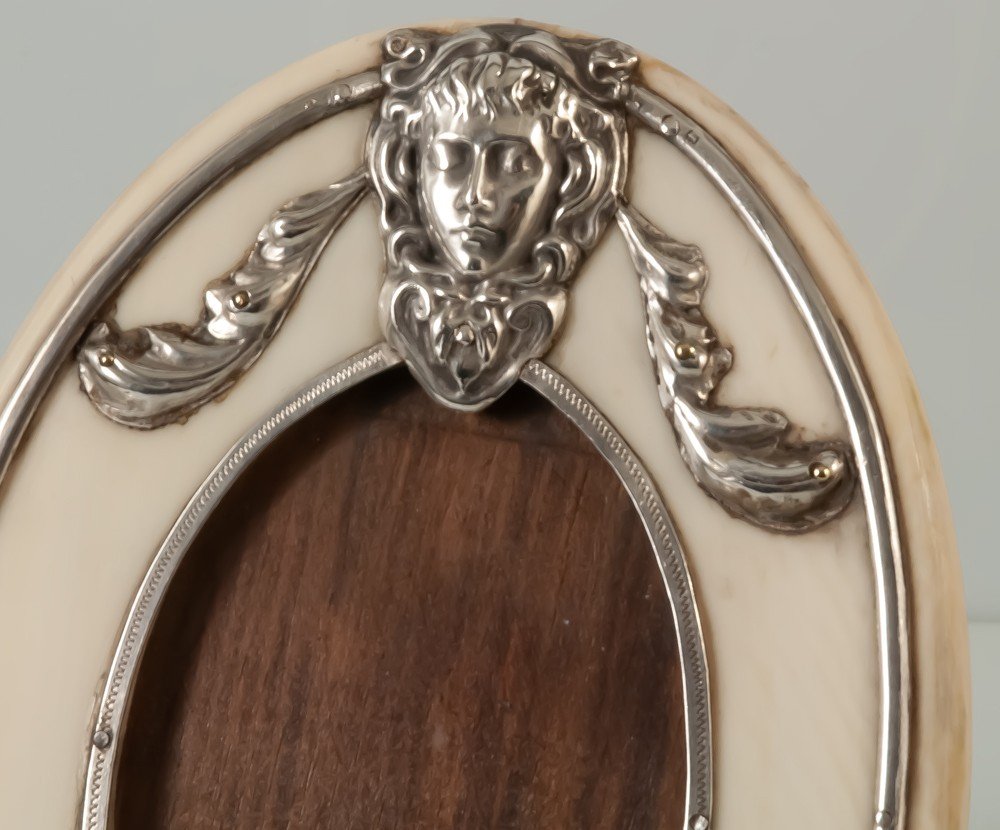 Art Nouveau Silver Photo Frame Woman's Head-photo-6