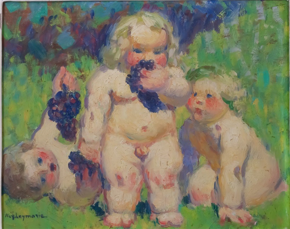 Auguste Louis Leymarie (1880-1958) : Enfants Aux Raisins -photo-2