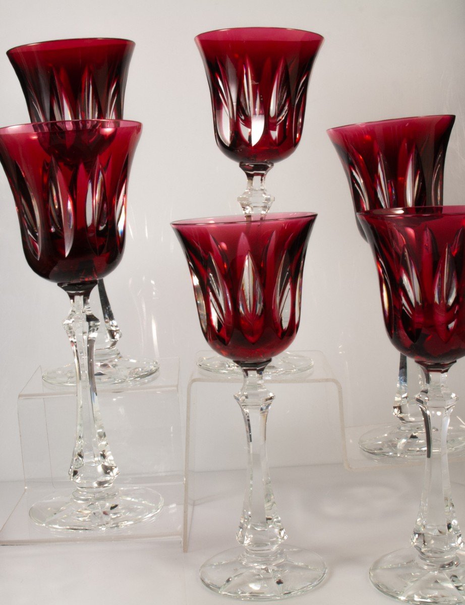 Six Grands Verres Rouge Cristal De Sèvres