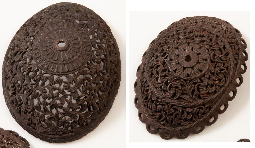 5 Asian Carved Coconut / Corozo Halves-photo-2