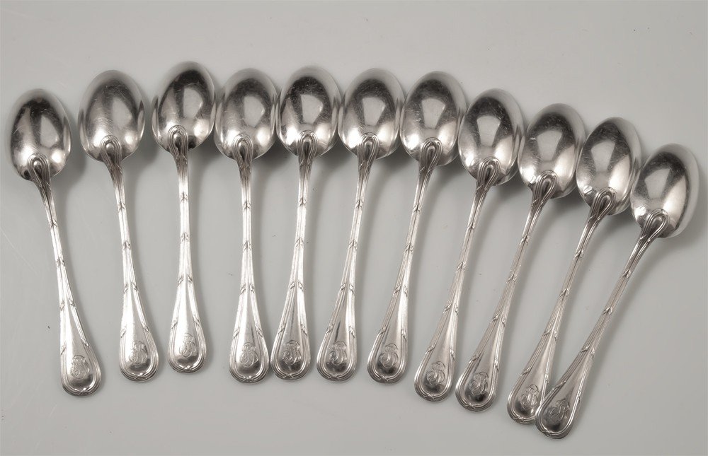 11 Puiforcat Silver Coffee Spoons / Moka Louis XVI Style-photo-4