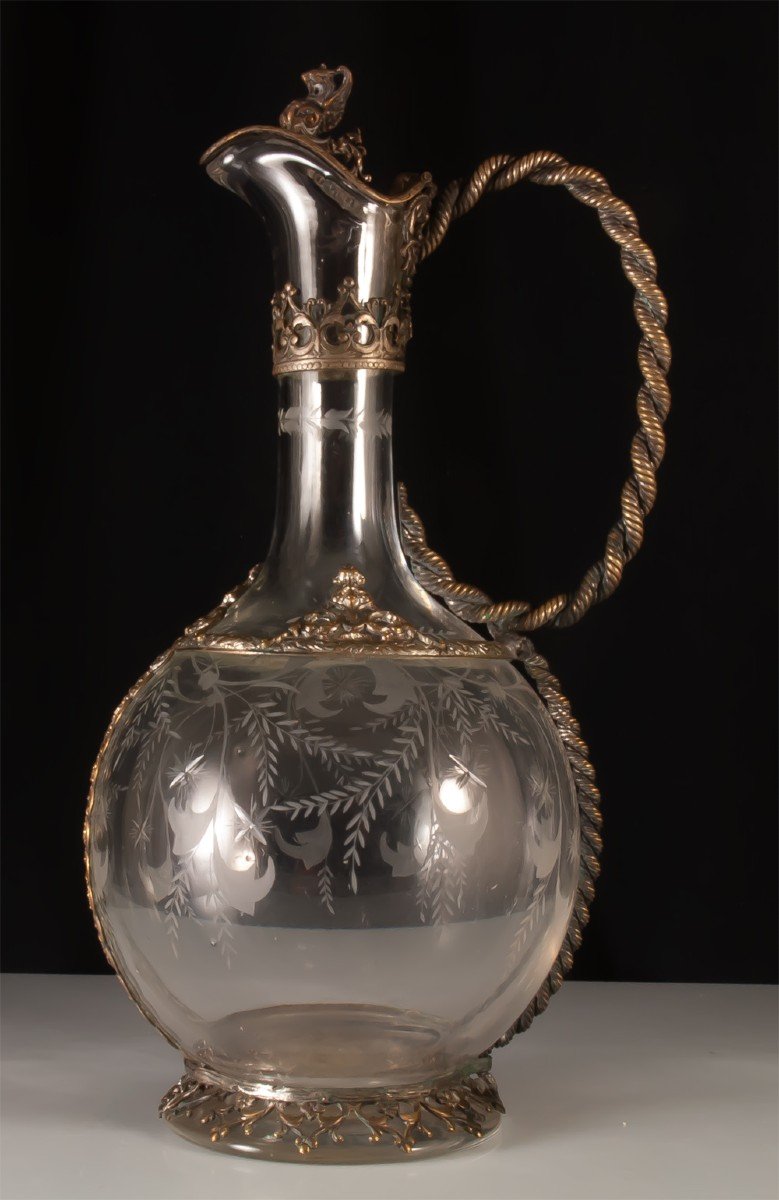 Aiguière En Cristal Et Fils De Métal Néogothique-photo-3