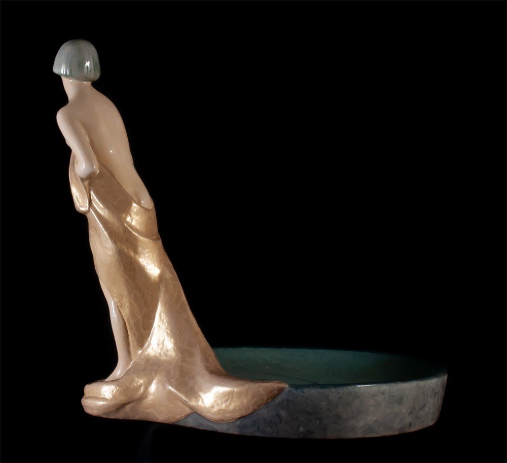 Marcel Guillard & Geneviève Granger: Woman In The Bath Edition Etling Glazed Ceramic-photo-3