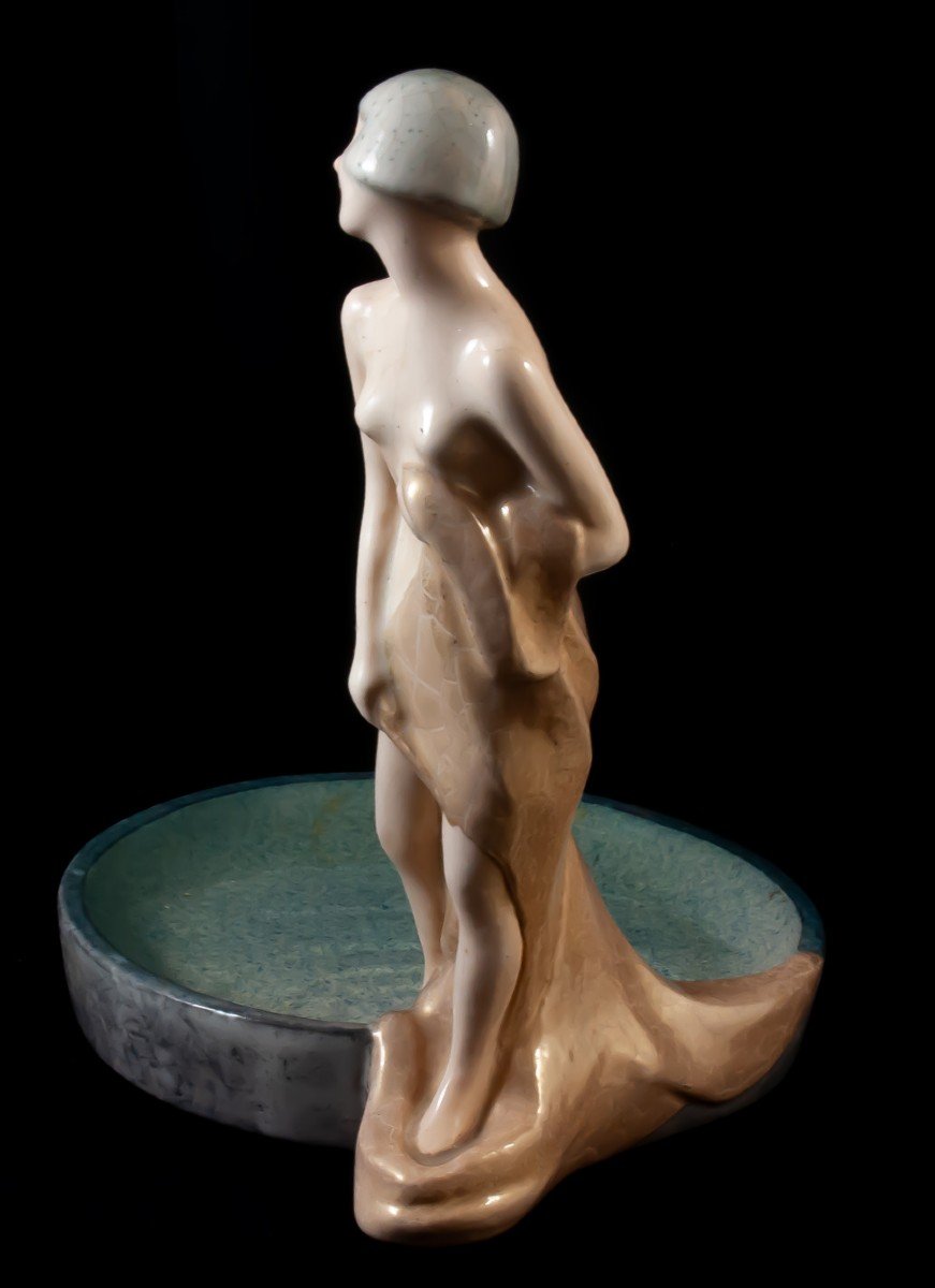 Marcel Guillard & Geneviève Granger: Woman In The Bath Edition Etling Glazed Ceramic-photo-4