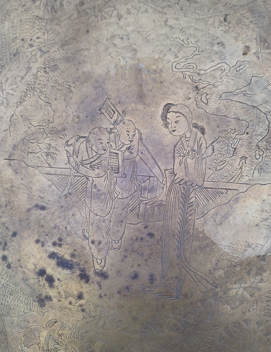 Chinese Copper Engraved Tray