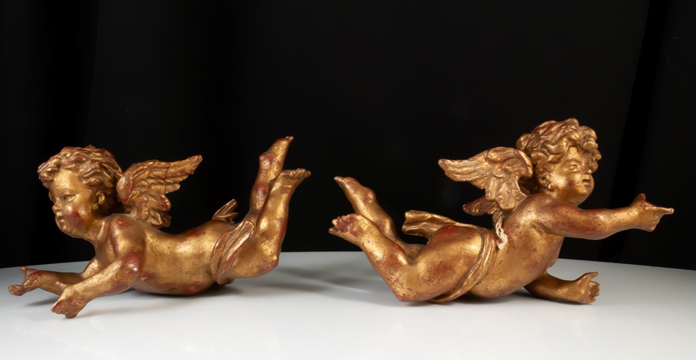 Pair Of Gilded Wooden Angels -photo-4