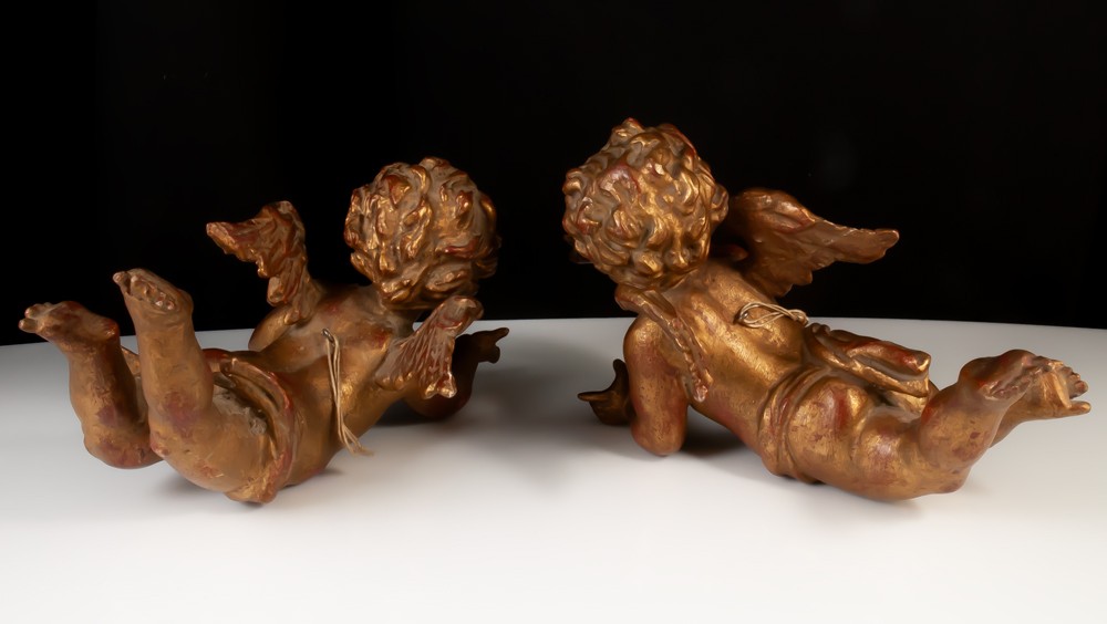 Pair Of Gilded Wooden Angels -photo-1