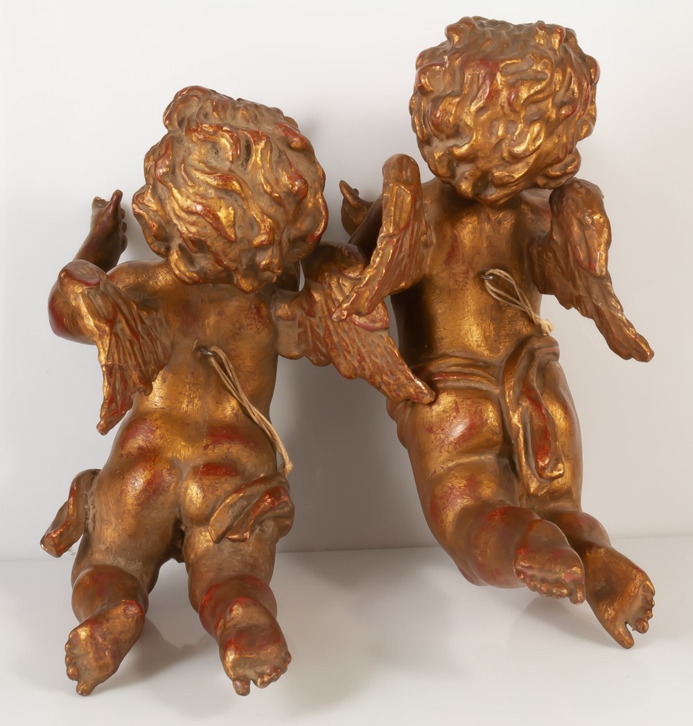 Pair Of Gilded Wooden Angels -photo-2